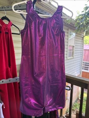 New Girls Unitard size 6/8 purple metallic